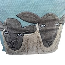 Pier 1 Imports Sheep Velvet Appliqué Pillow 13″ Insert Included Teal/Gra... - $30.00
