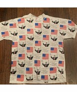 Vintage My Fellow Americans Jerzees Mens T-Shirt Gray Patriotic 100% Cot... - $29.69