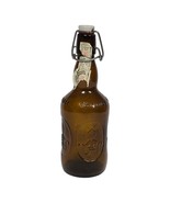 Vtg Brauer UltenMunster Bier Amber Brown Beer Bottle 10&quot; Porcelain Swing... - $336.86 MXN