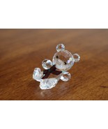 Vintage Swarovski Crystal KRIS BEAR w/ Red Plaid Bow Christmas Laying Down - $618.76 MXN