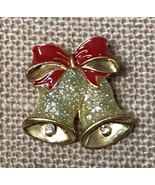 Vintage Avon Glitter Golden Christmas Bells Brooch Pin Holiday Festive J... - $6.93