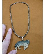 j-wolf-41) painted WOLF walking aceh bovine bone carving pendant coyote ... - $52.90 CAD
