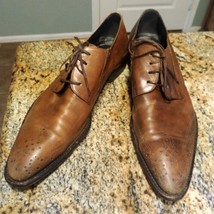 Vintage Doucals Mens Shoes 12 Brown Italian Lace Up Dressy Casual Leathe... - $48.51