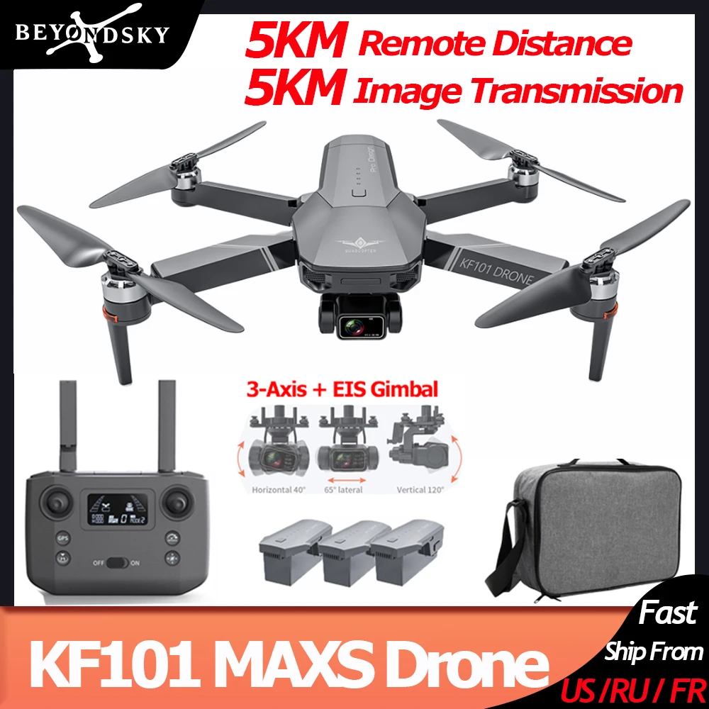 KF101 Max S Gps Drone 4K Camera 3-Axis Eis Gimbal Fpv Rc Quadcopter Brushless - £284.01 GBP+