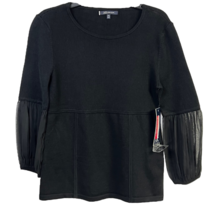 Anne Klein Womens Pullover Sweater Black Long Sleeve Sheer Petites M New - £25.18 GBP