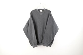 Vtg 90s Streetwear Mens XLT Blank Faded Crewneck Sweatshirt Charcoal Gray USA - £38.89 GBP