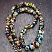 Antique Millefiori Bead Jewelry – Vibrant Glass Beads with Hook Clasp - $110.40