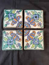 Antique Dutch tile set polychrome tiles floral 4 pieces set - £287.90 GBP