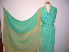 3 Pure Silk Designer Coordinate Fabrics 7.5yds Mint Green Animal Print + Scarf - £114.84 GBP