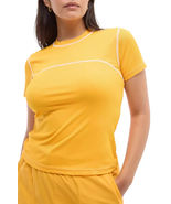 Halfdays Women&#39;s Mollie Performance Short Sleeve T-Shirt Orange Stretch ... - $48.30 CAD