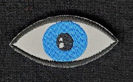 Blue Eye Embroidered Applique Iron On Patch 2.1&quot; x 1&quot; Eyeball Optical Pe... - £3.13 GBP+