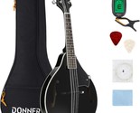 Donner A Style Mandolin, Black Beginner Adult Acoustic Mandolin, Mahogan... - $142.92