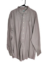 L.L. Bean Men&#39;s Size 17½-37 Button Down Shirt Brown &amp; Gray Checkered Lon... - $14.99