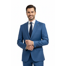 Men's Fabio Matteo Turkish Suit Super 160's Italian Wool FB222 #15 Blue Stripe image 2