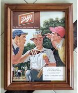 Vintage SCHLITZ Beer Framed Baseball Print Ad (1951) Milwaukee, WI - $20.55 CAD