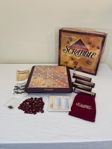 Scrabble Deluxe Edition Turntable Rotating Board Game Wood Tiles 1999 COMPLETE - £24.58 GBP