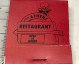 Vintage Matchbook Cover  New Athens Restaurant  Charlotte, NC  gmg  Unst... - $12.38