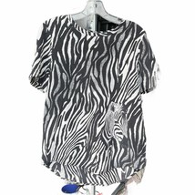 Equipment Femme Silk Blouse Size XS Black White Zebra Print Short Sleeve - £36.62 GBP