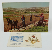 Jerusalem Flowers Card &amp; Card with Soil from the HOLY LAND 1966 Vintage - $13.50