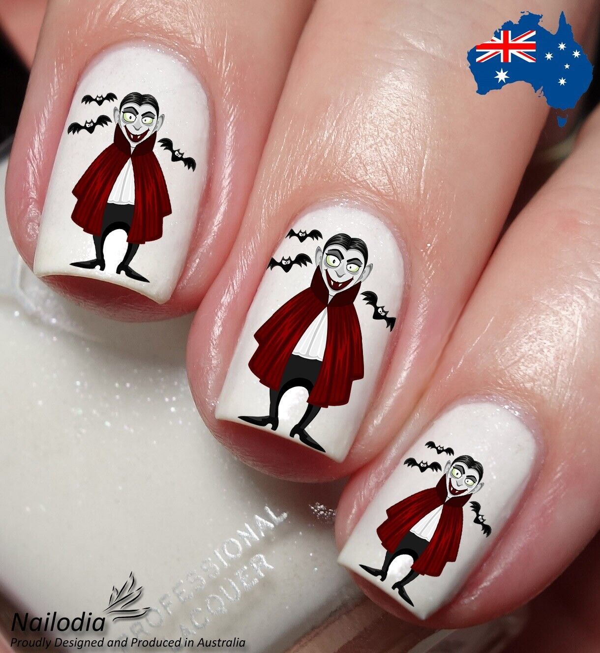 Vampire Dracula Halloween Nail Art Decal Sticker Water Transfer Slider - $3.99