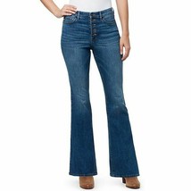 NEW CHAPS BLUE BUTTON FRONT FLARE JEANS SIZE 14 SIZE 31&quot; - £35.88 GBP