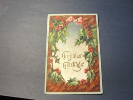 Christmas Greetings, Flowers- Postmarked 1914 Embossed Postcard. - £7.76 GBP