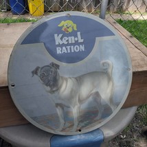 Vintage Ken-L Ration Canned And Dry Dog Food Brand Porcelain Gas &amp; Oil Sign - £98.36 GBP