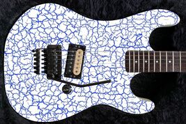 Guitar Wrap Skin Reface Iconic 80's Burst 6 Volt Crackle La Neige White ... - $59.35+