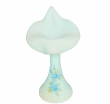 Fenton art glass milk blue vase floral flower burmese vtg wave crest spanish 10&quot; - £137.29 GBP