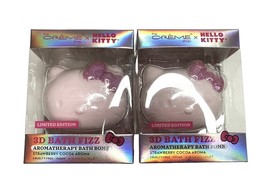 Hello Kitty Bath Bomb Aromatherapy Creme Shop 3D Fizz Strawberry Cocoa Set 2 - £6.46 GBP