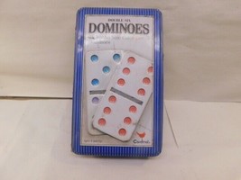 Cardinal Double Nine Jumbo Sz Dominoes 55 Color Dot Dominos Tin Case - $16.72