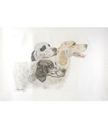 Leon DANCHIN Etching signed Three English Setters #52 - $260.00