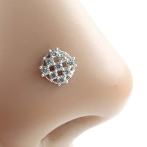 Asian Floral Real 925 Silver White Clear CZ Women Screw Nose Stud - £11.44 GBP