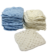 Handmade Crocheted Afghan 8 inch Squares White 1 Ivory 17 Light Blue 18 ... - £27.65 GBP