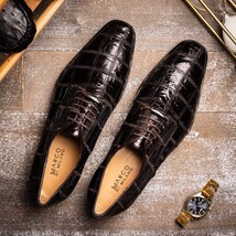 Marco Di Milano Genuine Caiman Lizard Patchwork Derby Shoes Pissa Brown image 5