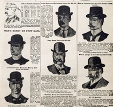 1900 Bowler and Derby Hats Advertisement Victorian Sears Roebuck 5.25 x 7&quot; - £19.59 GBP