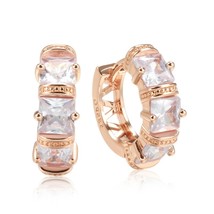 Trendy 585 Rose Gold Color Hoop Earrings For Women Vintage Bride Wedding... - £7.04 GBP