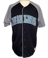Florida Marlins Baseball Jersey BLACK Button Up MLB XXL 50-52 Gray Teal ... - £26.67 GBP