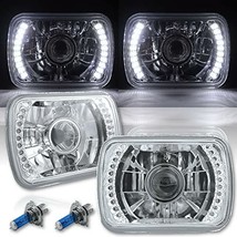 Octane Lighting 7X6 White LED Halo Projector Halogen Crystal Headlights ... - £46.74 GBP