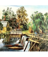 Mill Dam At Sleepy Hollow 1955 Currier &amp; Ives Color Plate Antique Print ... - $731.10 MXN