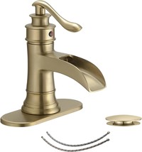 Homevacious Brushed Gold Bathroom Faucet Waterfall Single Hole Bathroom Sink - £63.14 GBP