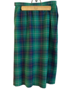 Vintage PENDLETON  Green Plaid TARTAN MACNEIL  100% Wool Skirt SMall 28&quot;... - $23.76