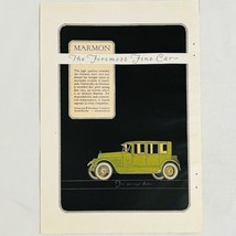 Vintage 1922 Marmon Four Passenger Sedan Car Automobile Print Ad Indianapolis In - £5.29 GBP