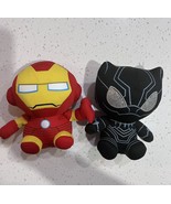 Marvel Black Panther &amp; Iron Man -  TY Beanie 6&quot;  Plush Stuffed Animal Toy - - £7.40 GBP