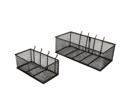Steel Mesh Pegboard Basket 2 PK Storage Black Organizer Wall Garage Wire... - £43.15 GBP