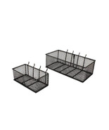 Steel Mesh Pegboard Basket 2 PK Storage Black Organizer Wall Garage Wire... - £43.24 GBP