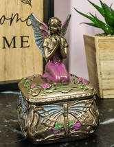 Art Nouveau Dragonfly Whisperer Fairy Fae Secret Trinket Jewelry Box 3.5... - $21.99