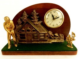 Wooden Mantel Clock, 18th Hole &quot;Clubhouse&quot;, United Electric, Works &amp; Lig... - £39.36 GBP