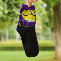 Purple Bat, Haunted House and Tree by the Moon Socks - £5.33 GBP