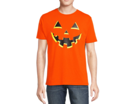 Way to Celebrate Men&#39;s Halloween Jack-o&#39;-Lantern Graphic Tee Orange Sz XXL (20) - £13.93 GBP